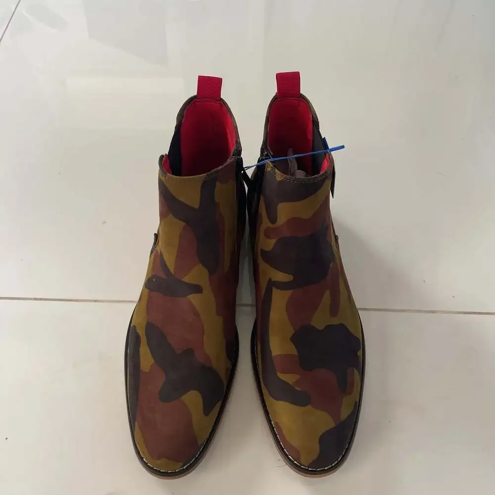 Tayno Men's Camouflage by Fernando Aldaz Boots with Side Zip - New